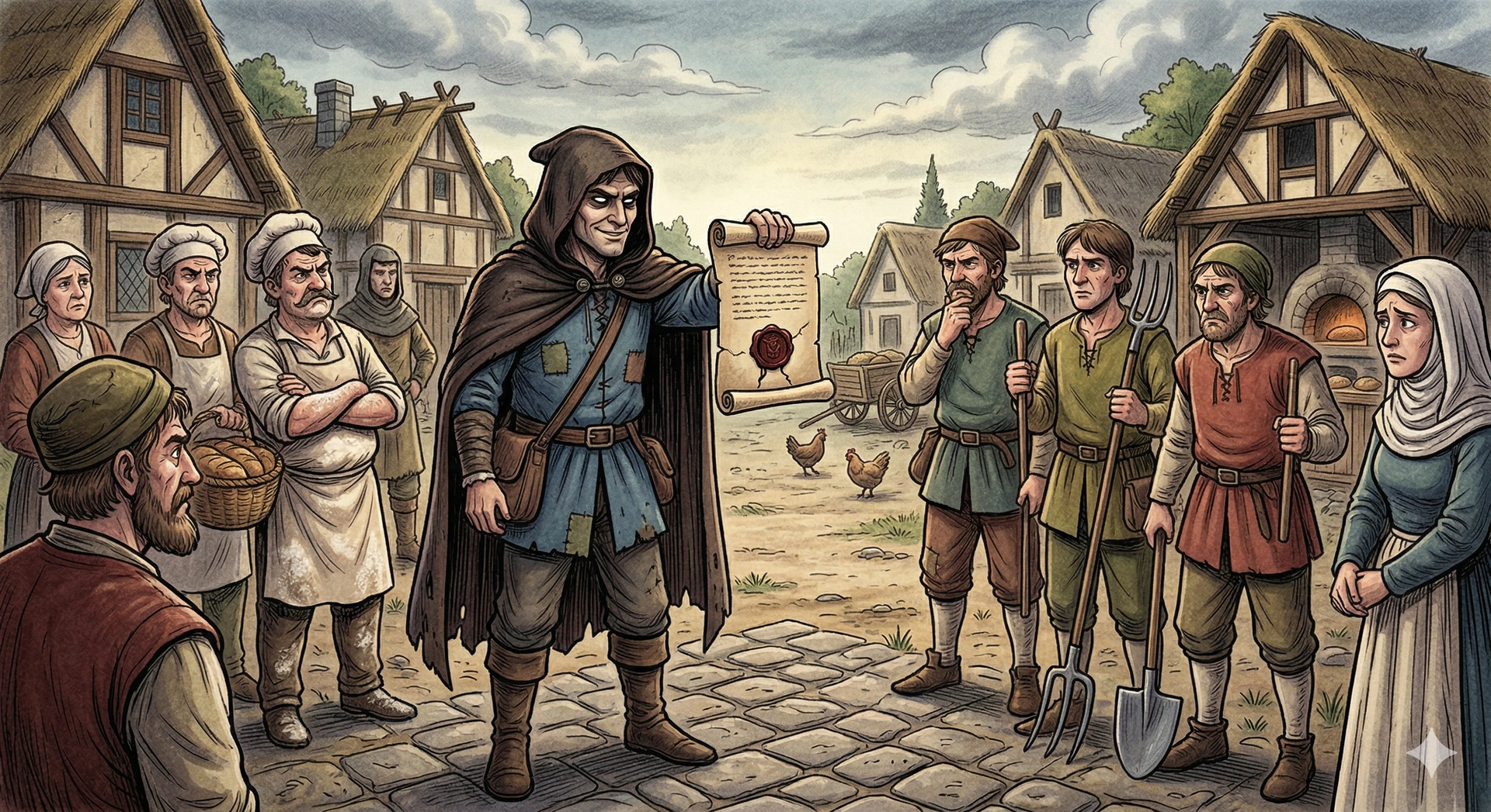 Un impostor entregando un mensaje falso para cobrar impuestos ilegales.